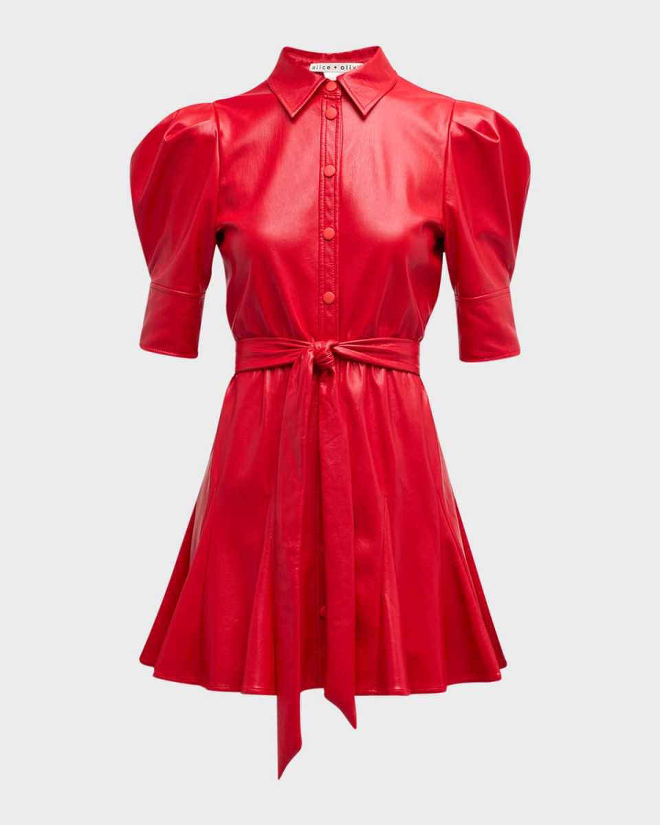 Lurlene Vegan Leather Mini Shirtdress